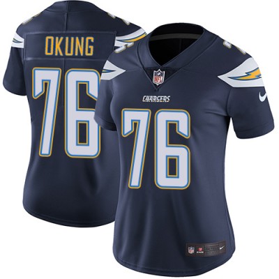 Nike Los Angeles Chargers #76 Russell Okung Navy Blue Team Color Women's Stitched NFL Vapor Untouchable Limited Jersey